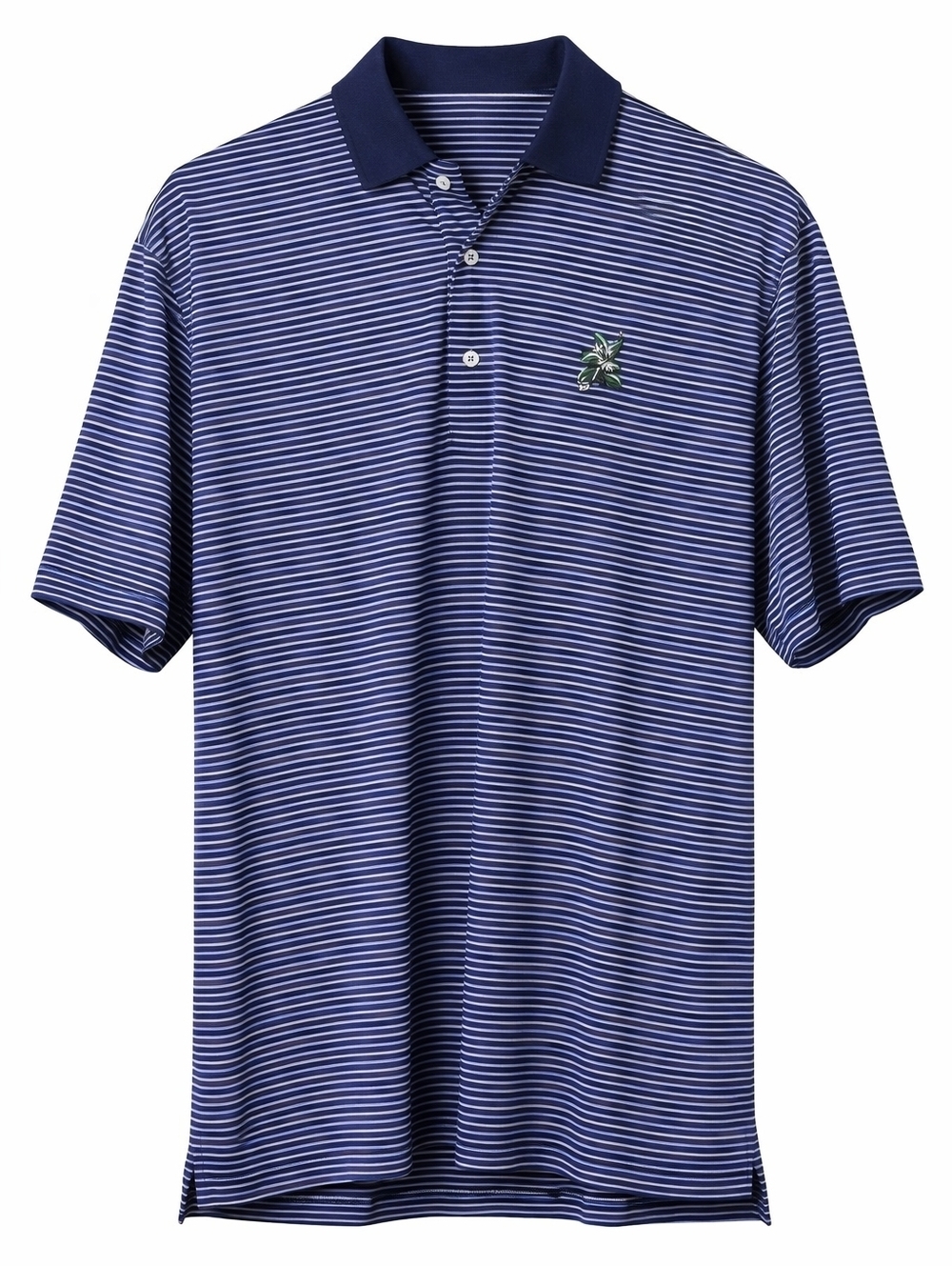 Donald Ross Golf Polo Shirt Mens Large Blue White Stripe Performance Short.